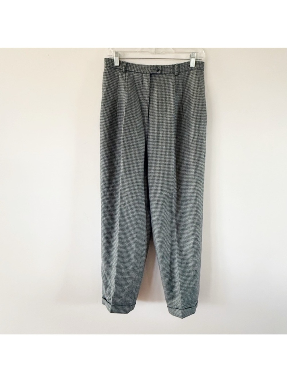 Vintage Talbots Houndstooth 100% Wool Pleated Pants 10 Academia Preppy Classic